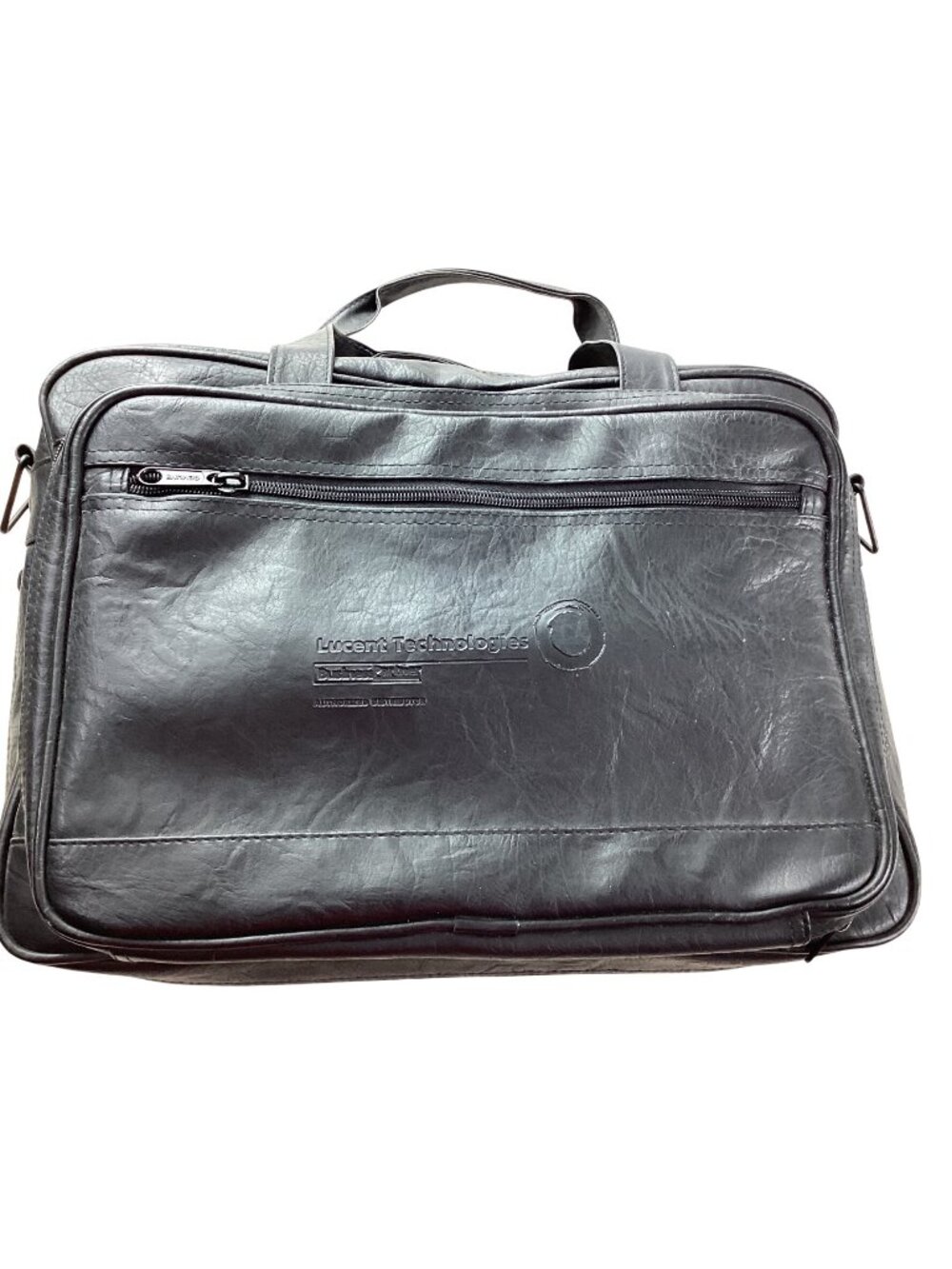 Lucent Technologies Business Partner Black Faux Leather Laptop Bag*Organizer*EUC